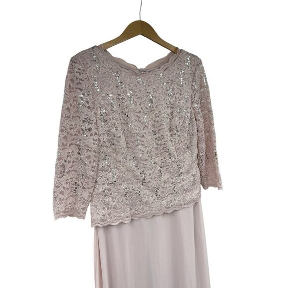 Alex Evenings Long Gown with Sequin Lace Bodice & Chiffon Skirt Women’s 12 New - Picture 2 of 10